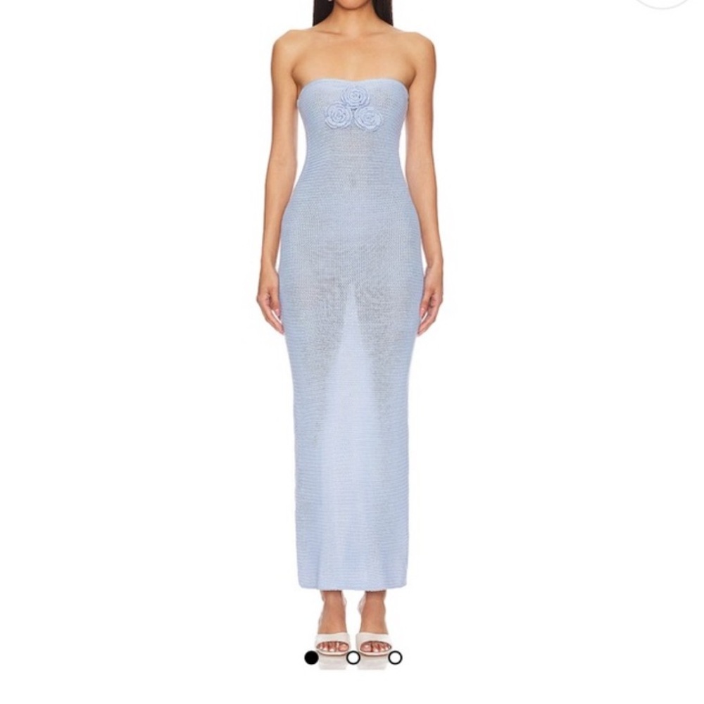 Elegant Strapless Blue Dress